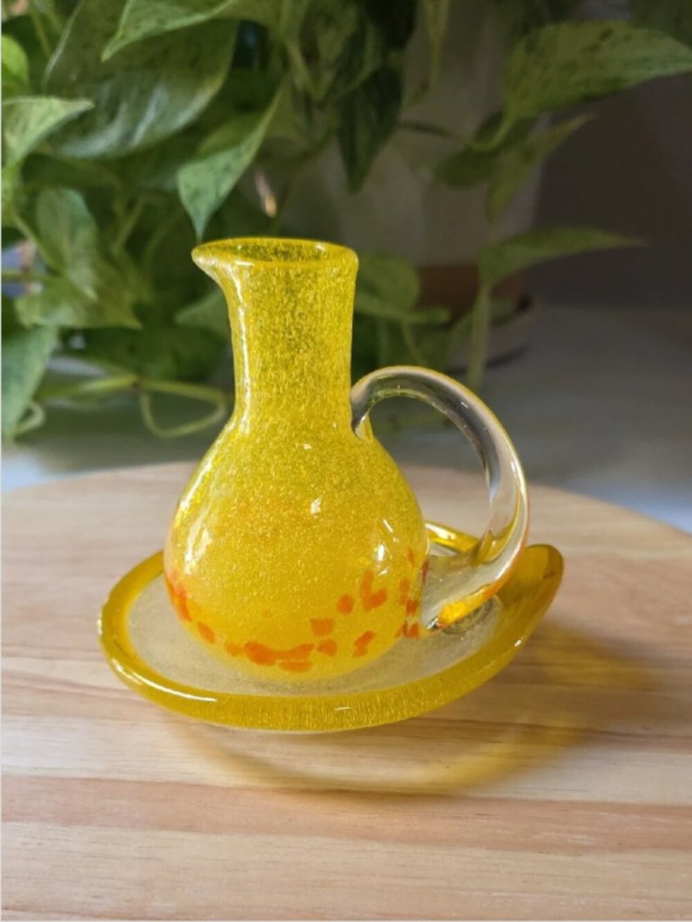RGC handblown glass mini pitcher and dish